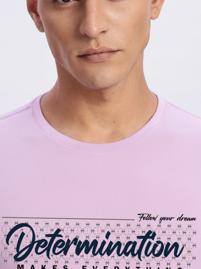Men Printed Lavender T Shirt
