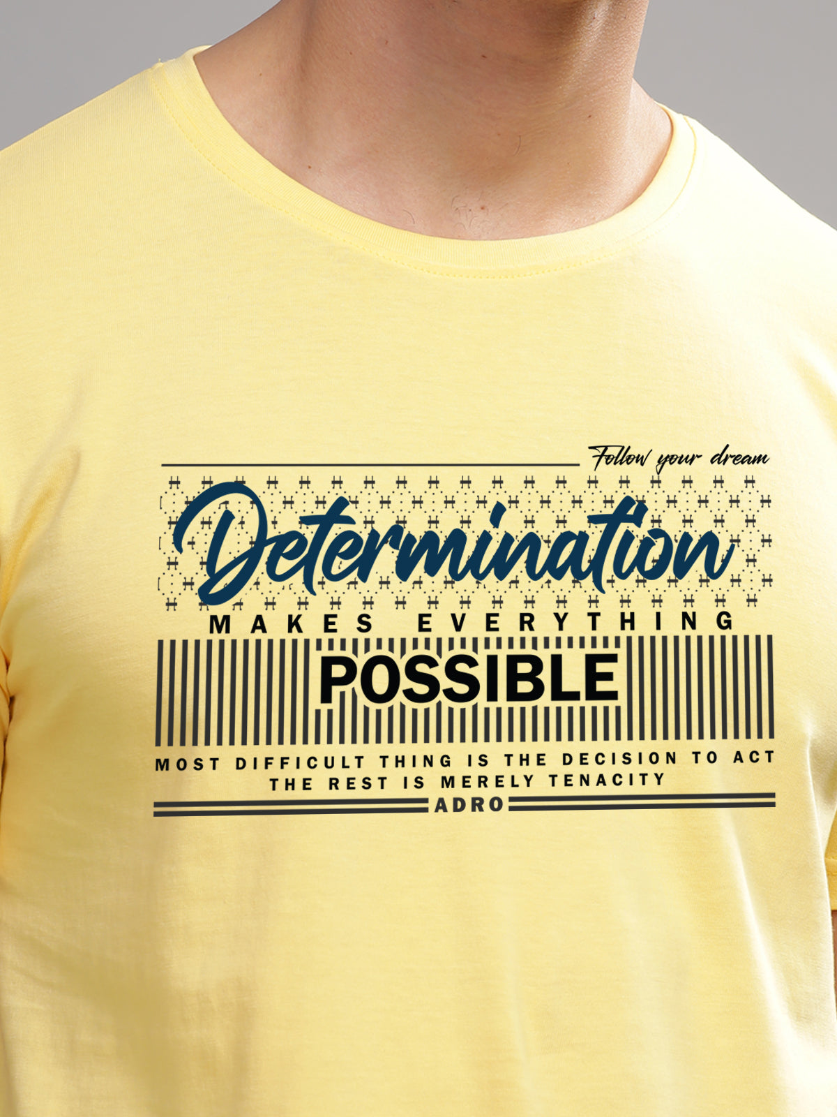 Men Printed Light Yellow T Shirt