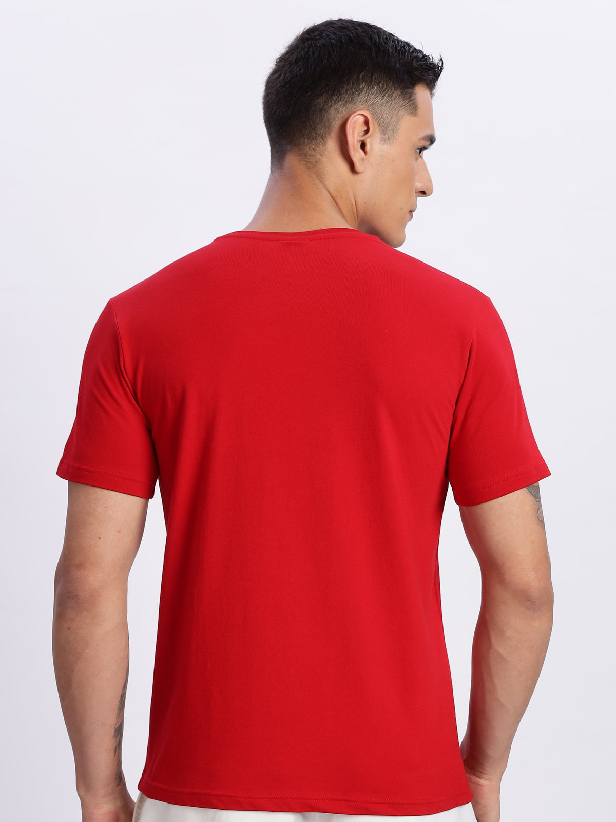 Men Printed Red T Shirt