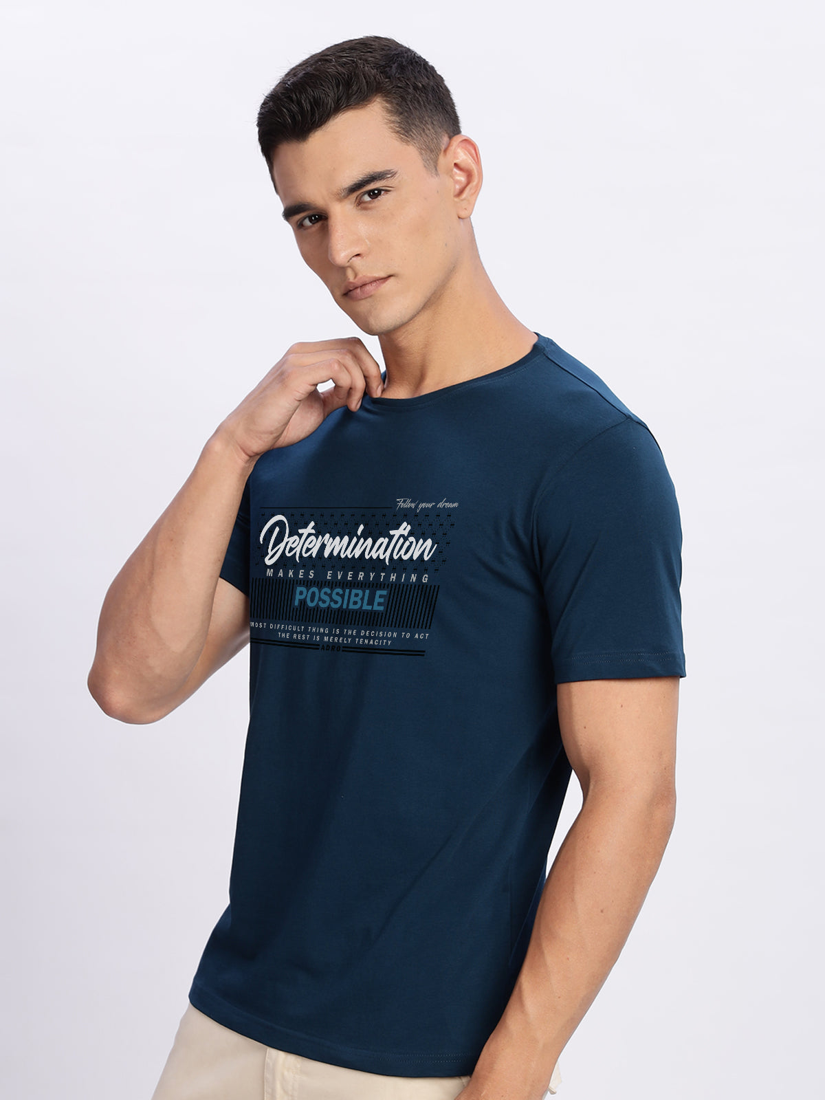 Men Printed Teal T Shirt