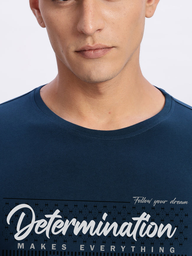 Men Printed Teal T Shirt