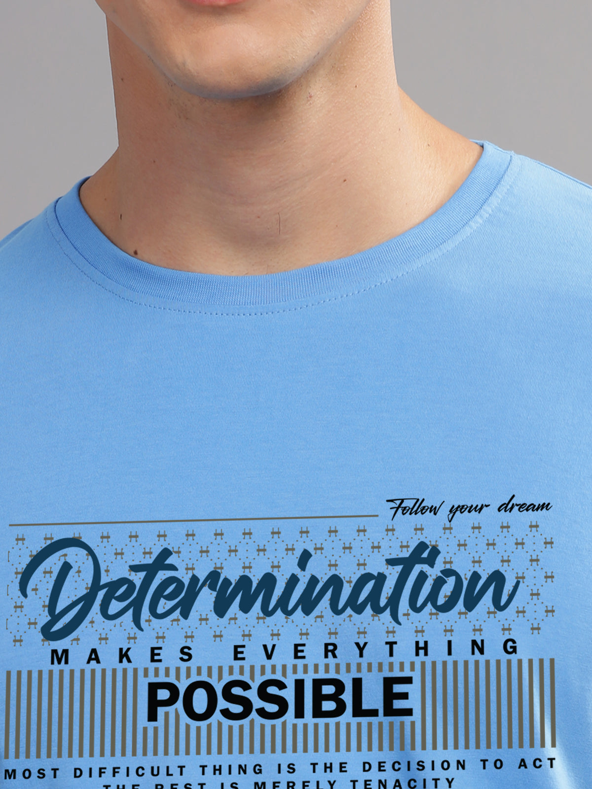 Men Printed Sky Blue T Shirt