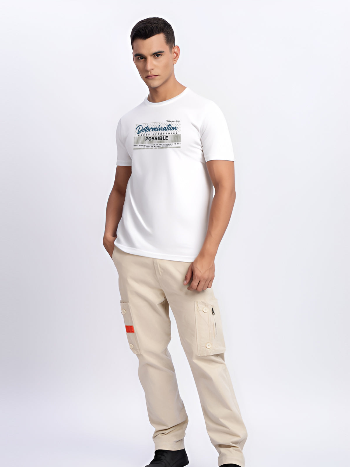 Men Printed White T Shirt