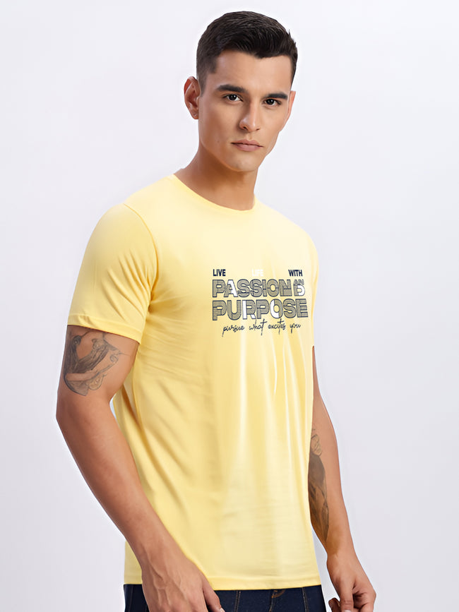 Men Printed Yellow T Shirt