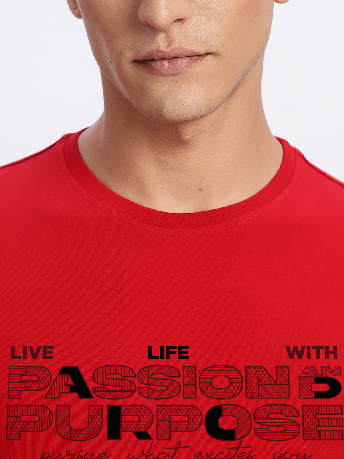 Men Printed Red T Shirt