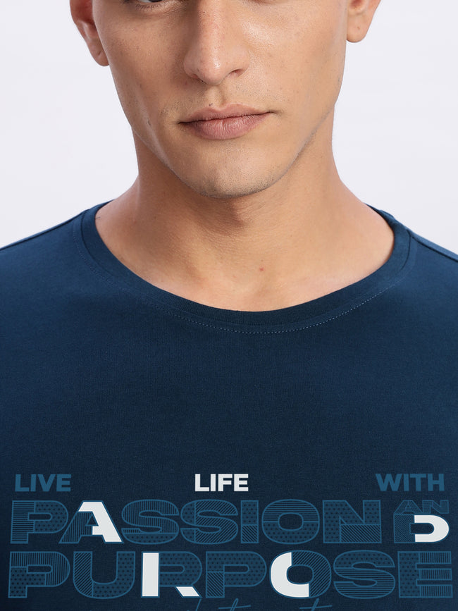 Men Printed Teal T Shirt