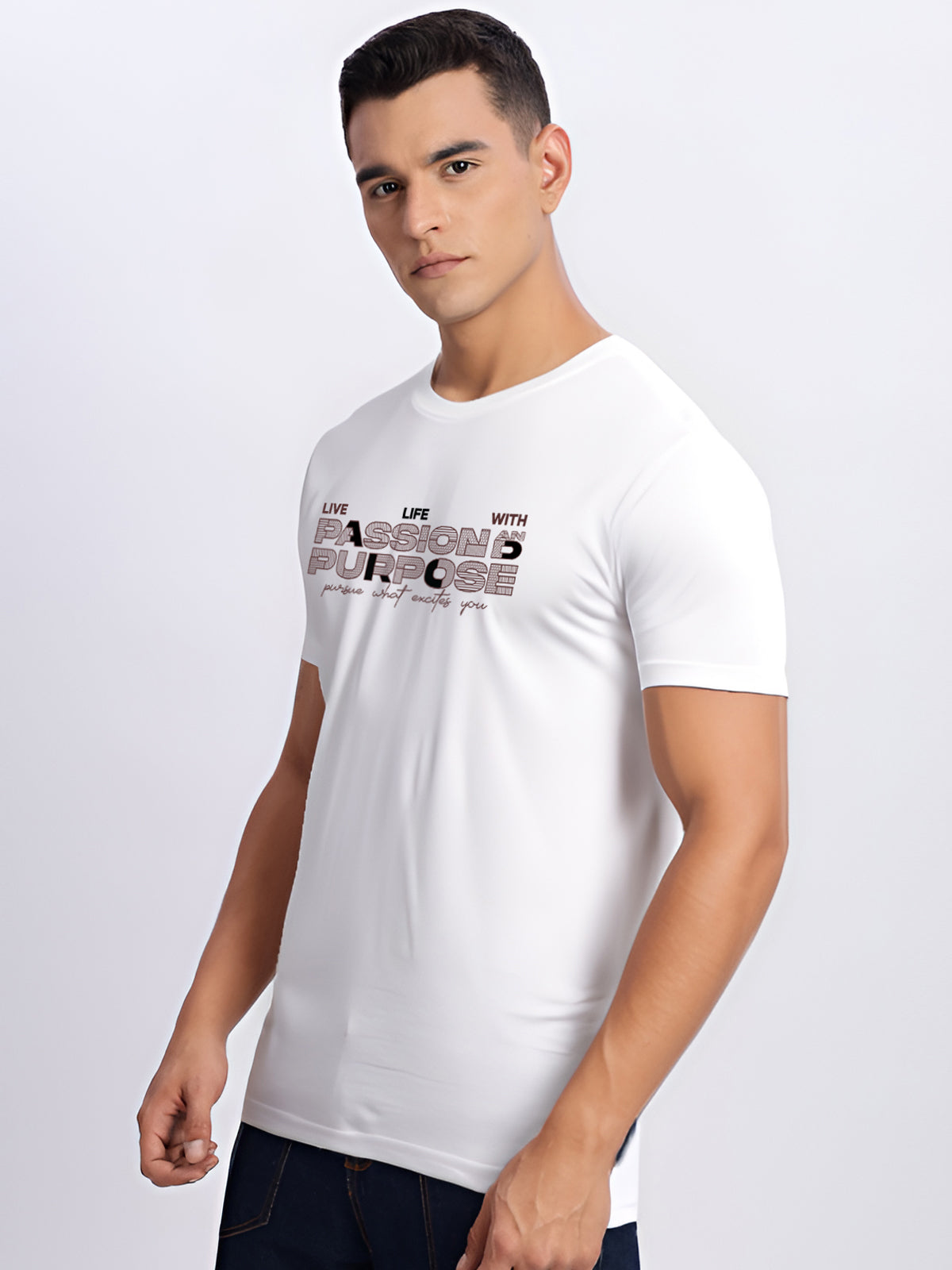 Men Printed White T Shirt