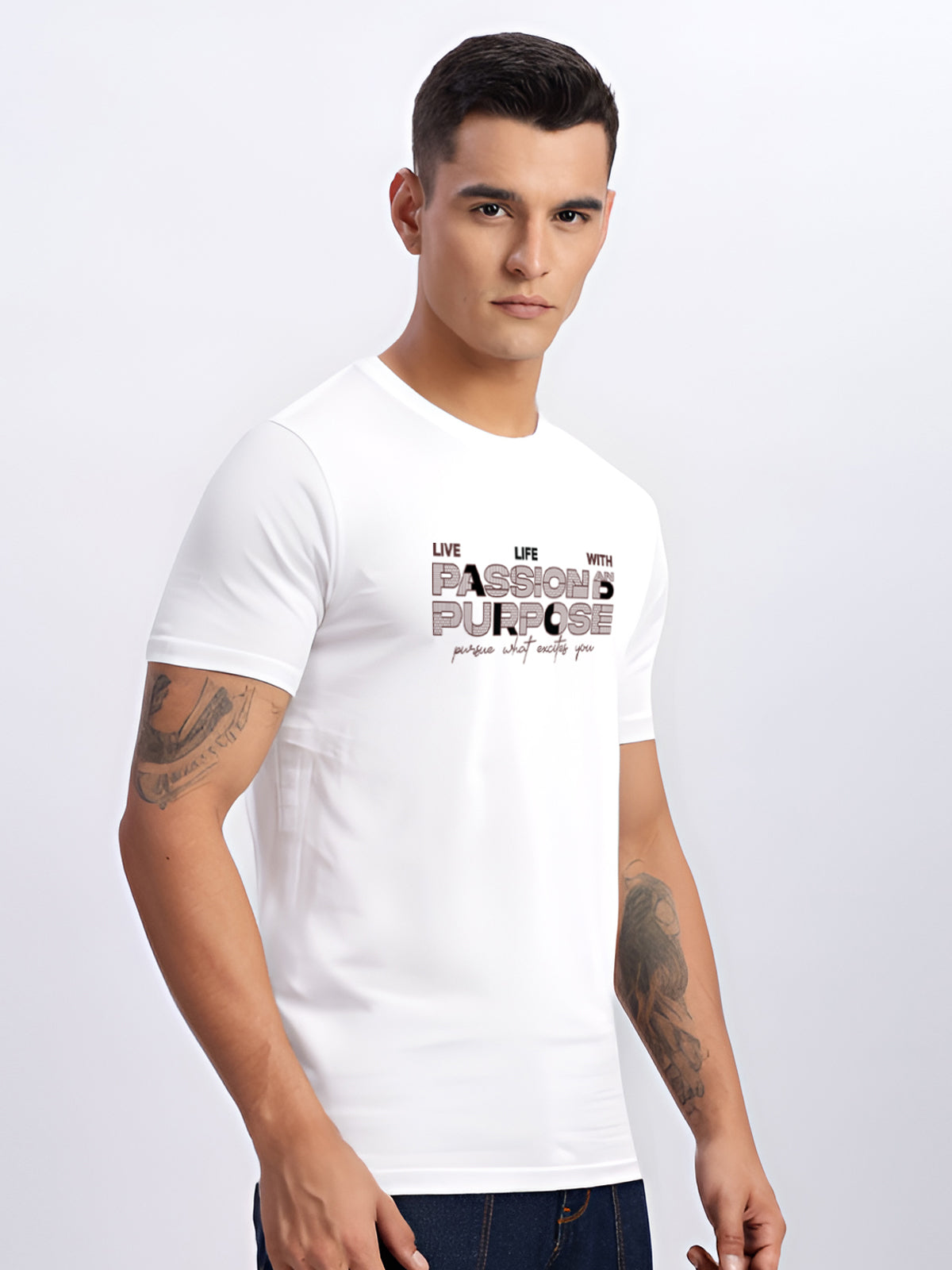 Men Printed White T Shirt