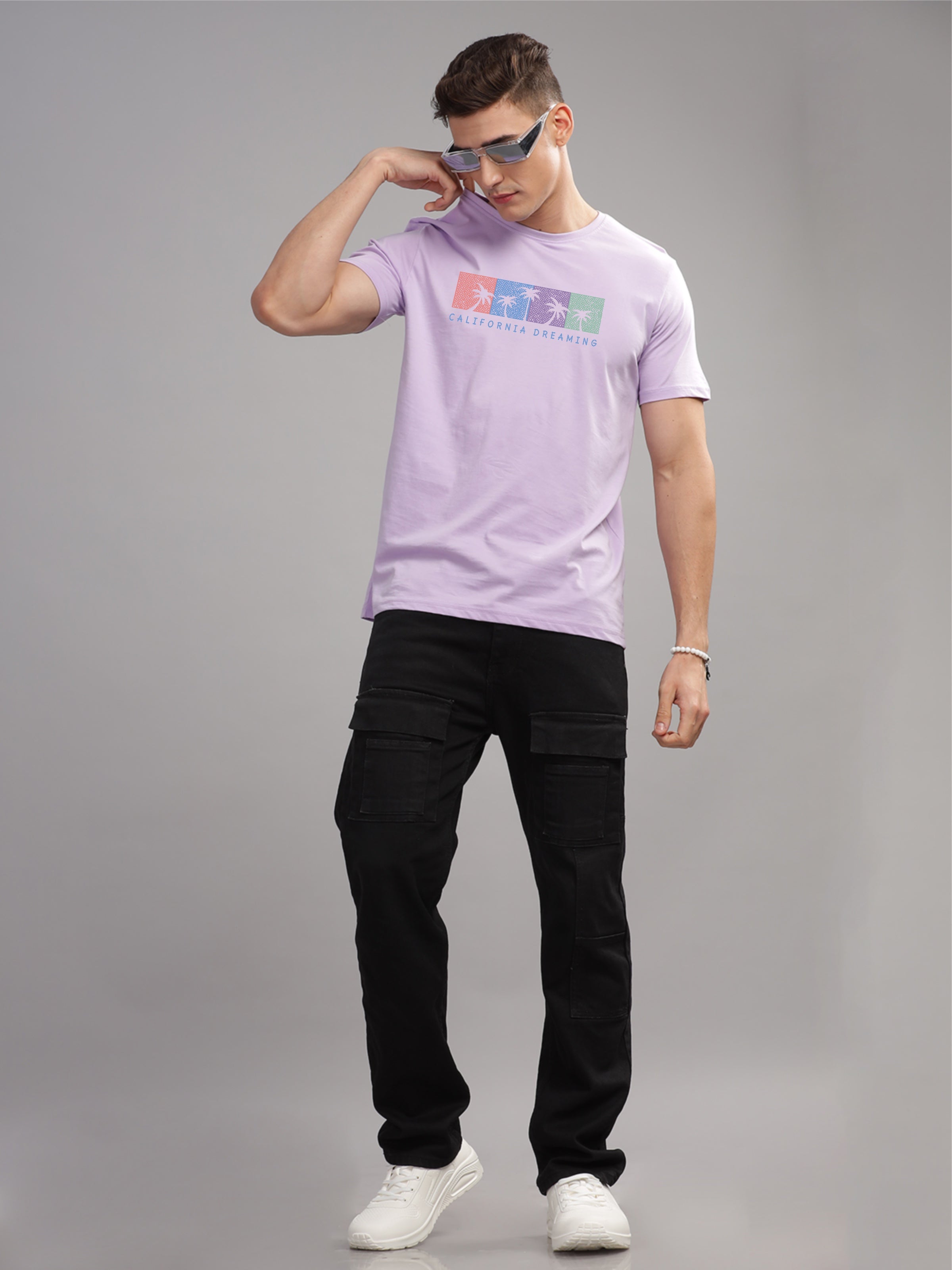 Men Purple Round Neck T Shirt