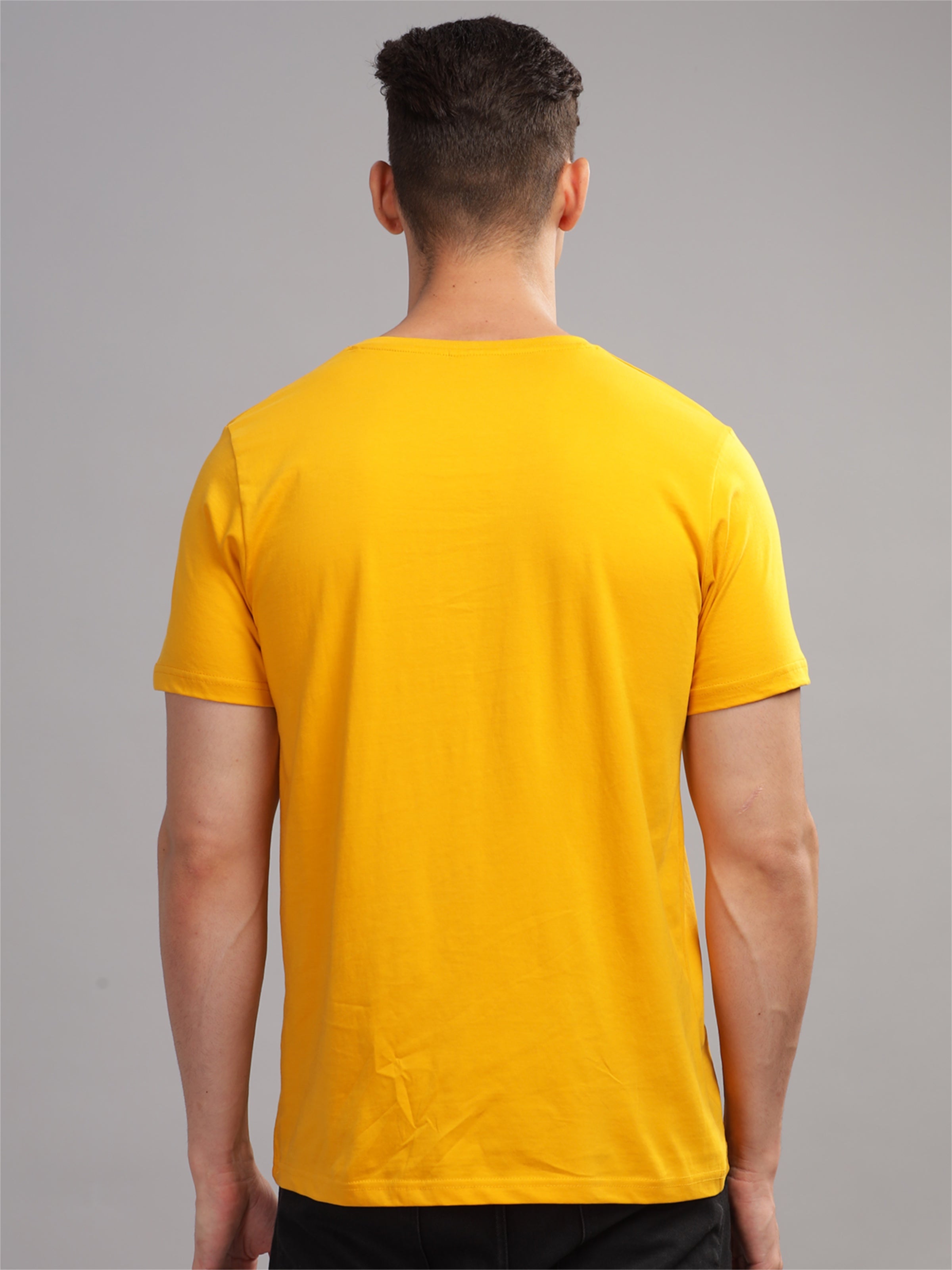 Men Mustard Round Neck T Shirt