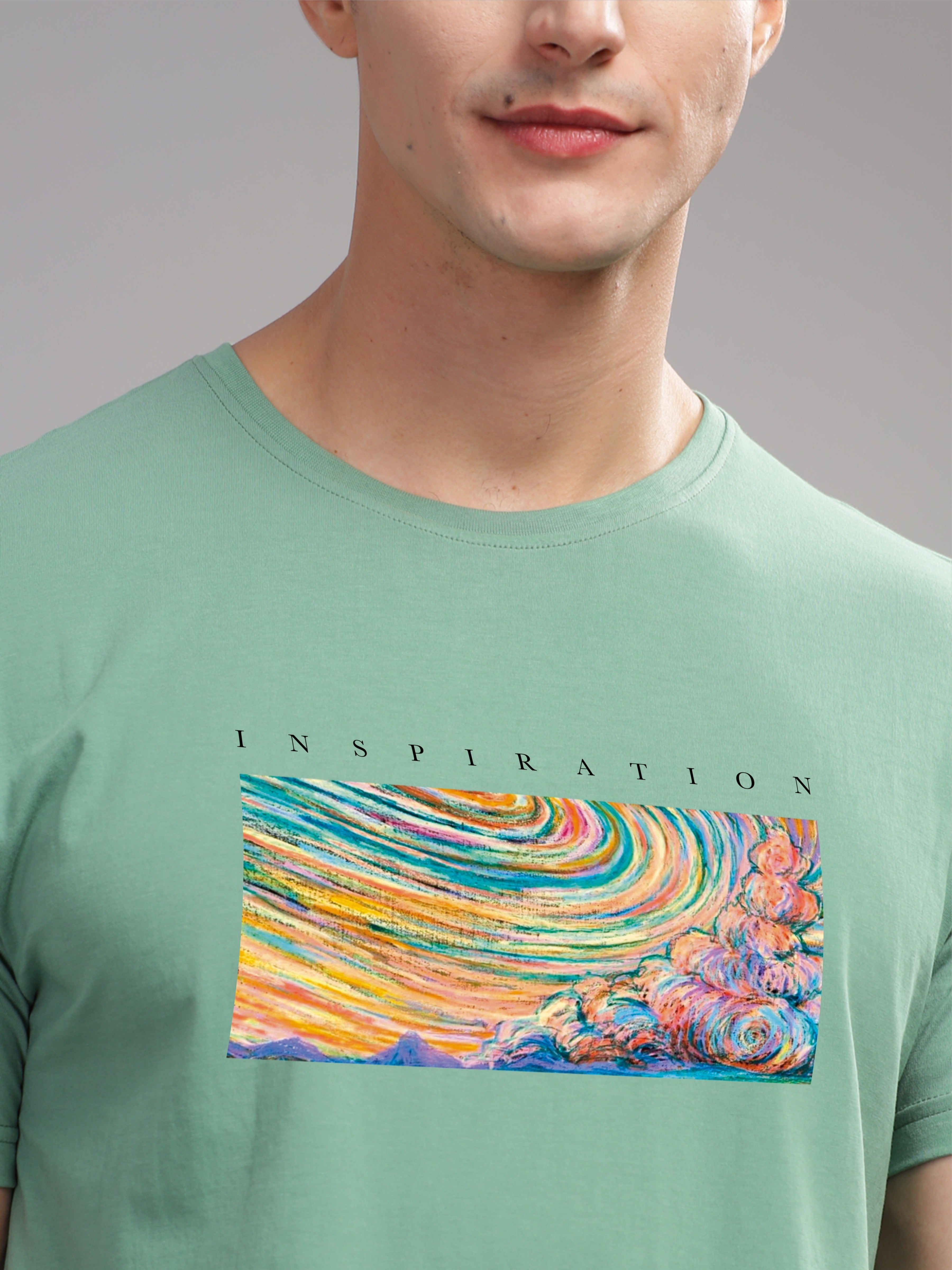 Men Green Round Neck T Shirt