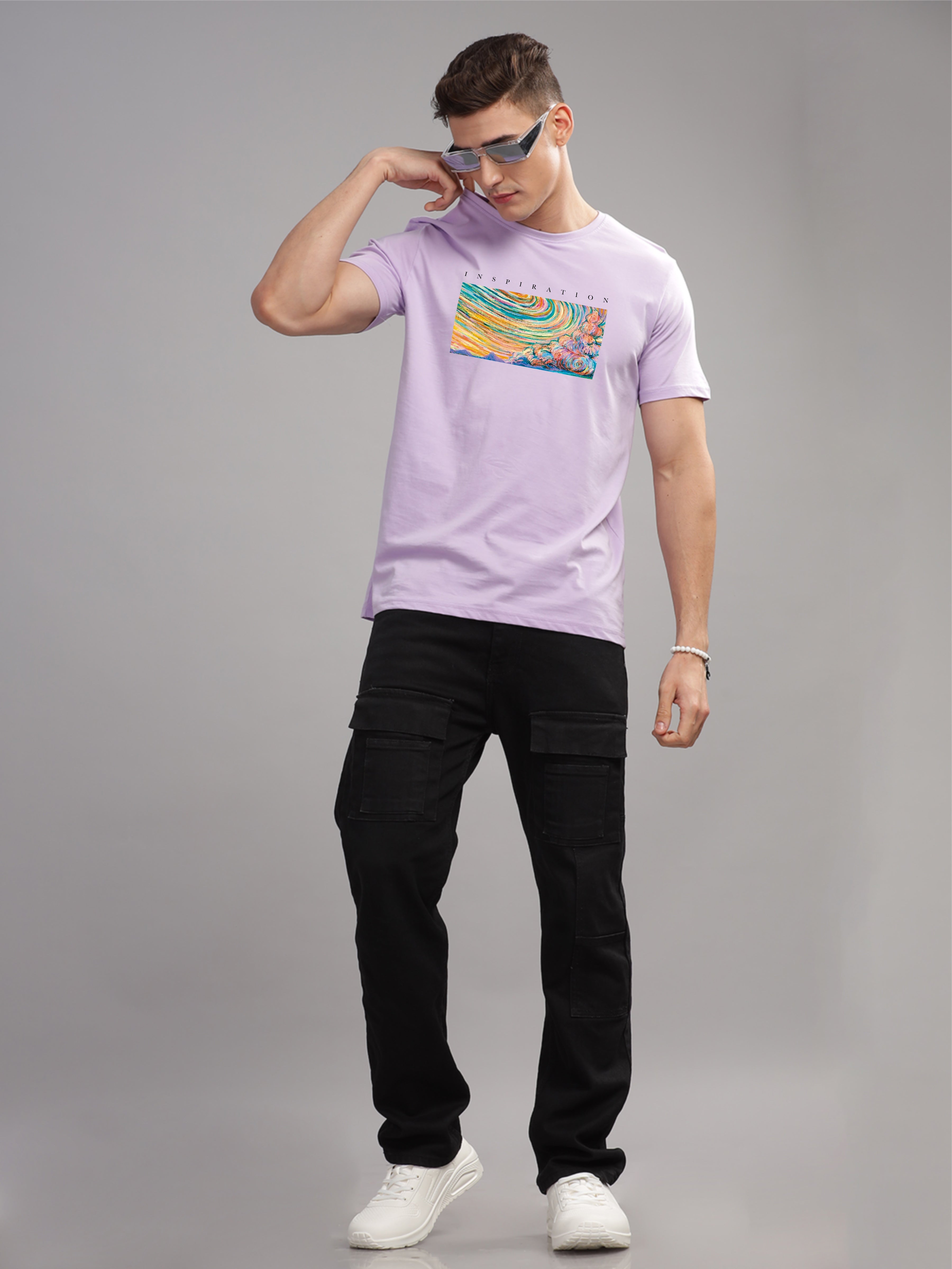 Men Purple Round Neck T Shirt