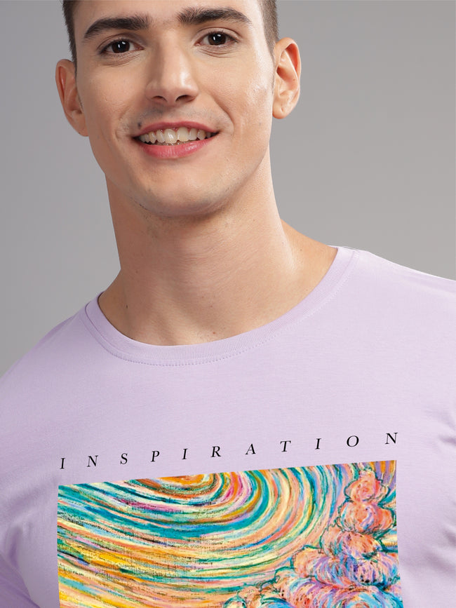 Men Purple Round Neck T Shirt