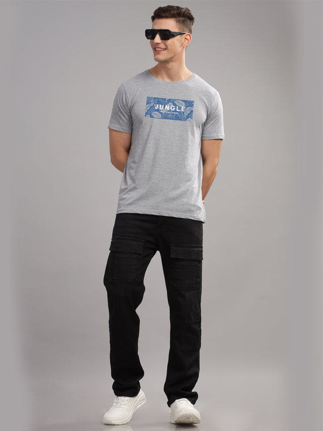 Men Grey Round Neck T Shirt