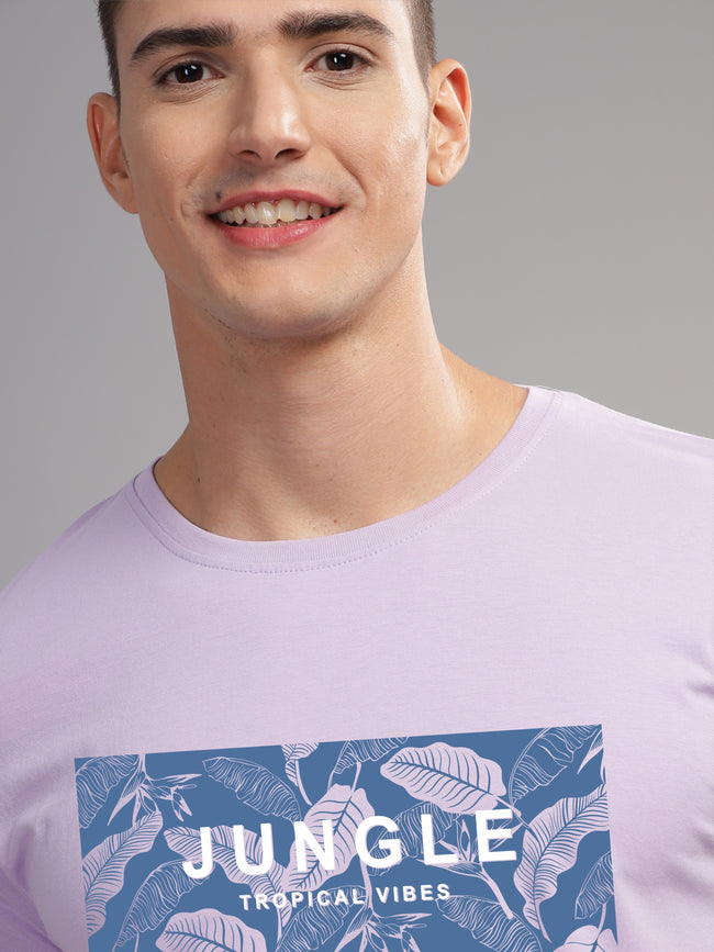 Men Purple Round Neck T Shirt