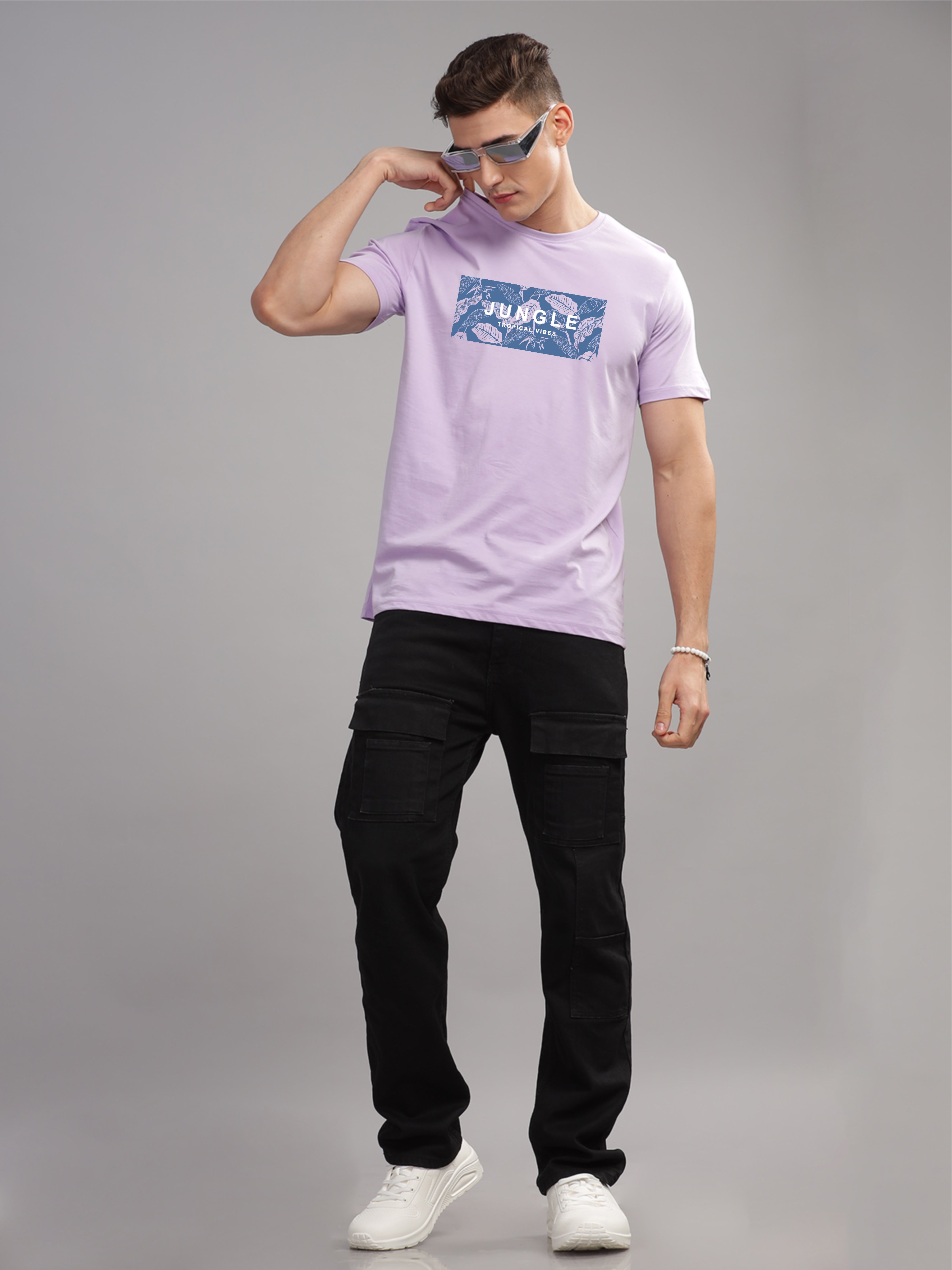 Men Purple Round Neck T Shirt