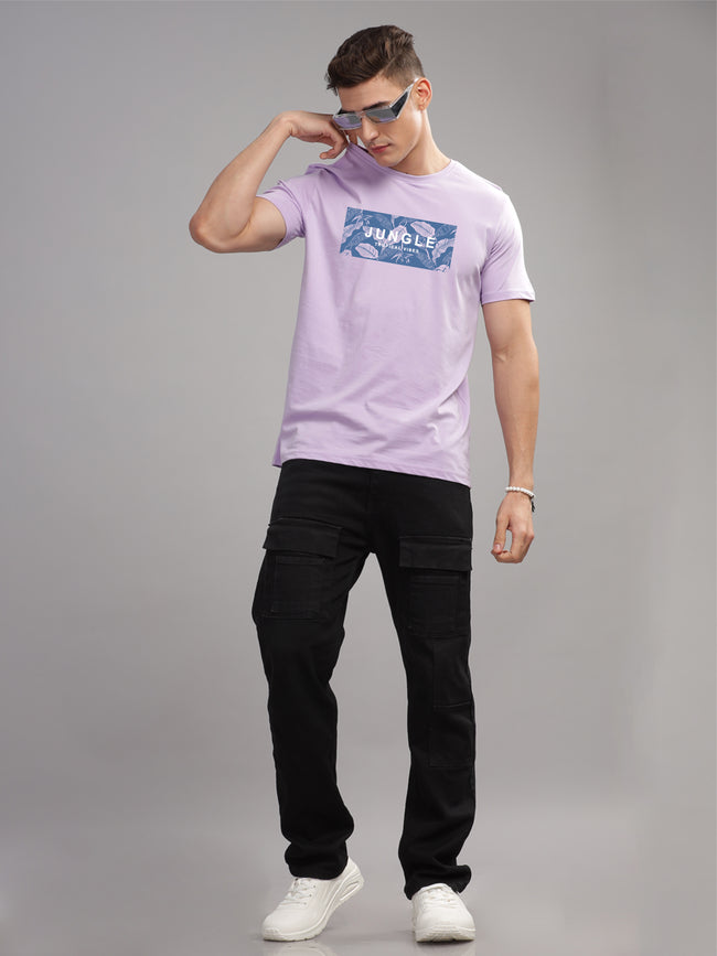 Men Purple Round Neck T Shirt