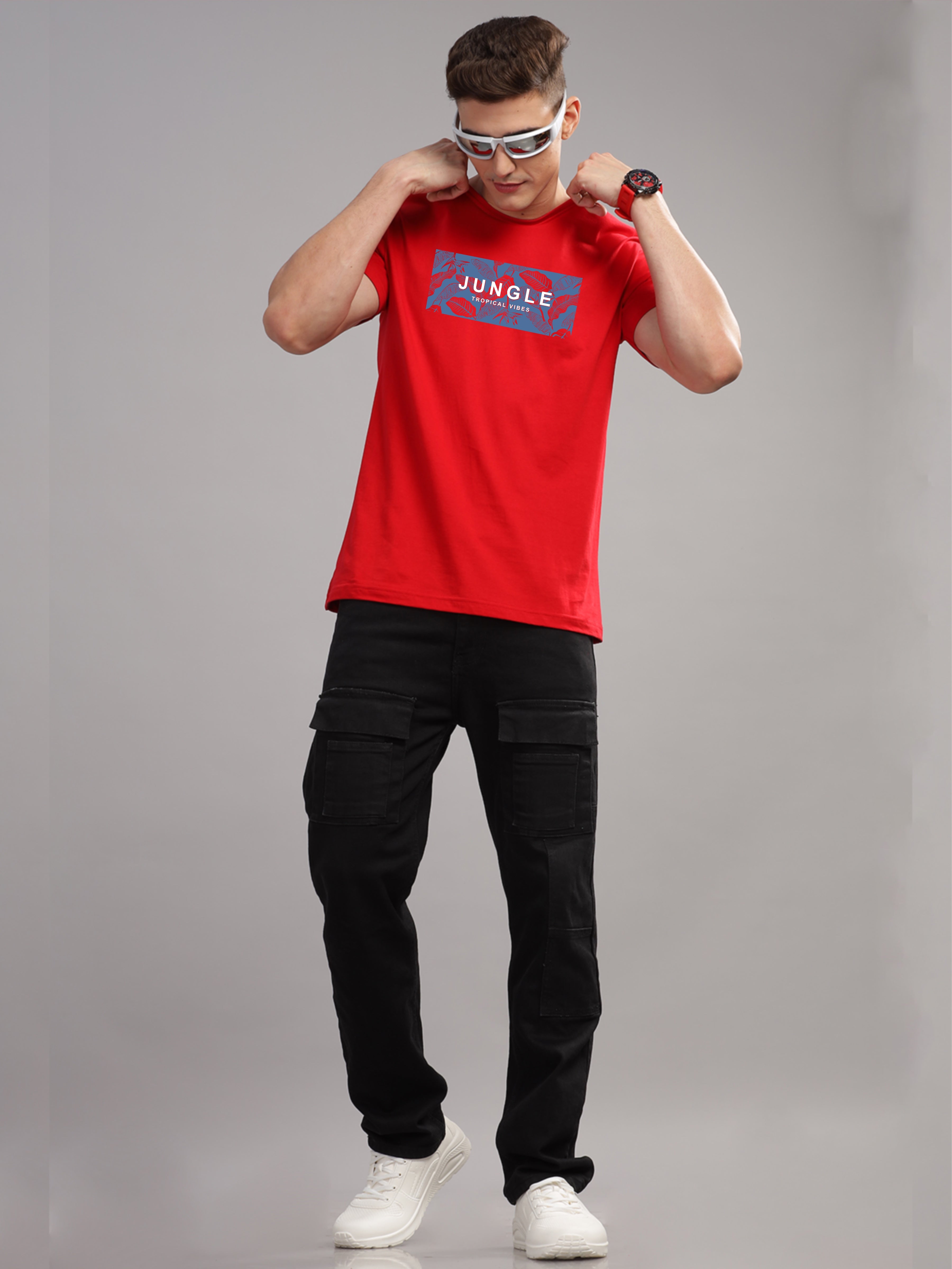 Men Red Round Neck T Shirt
