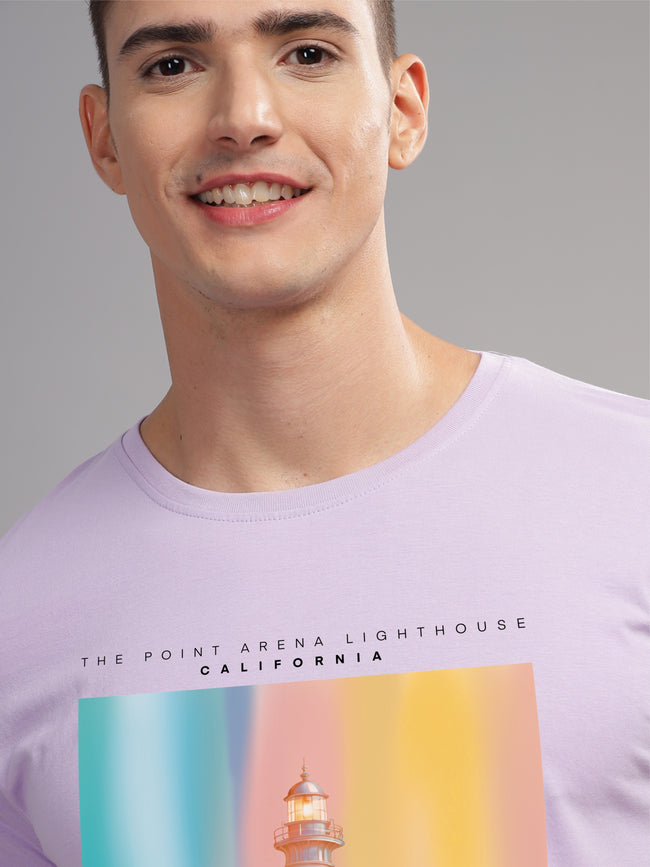 Men Purple Round Neck T Shirt