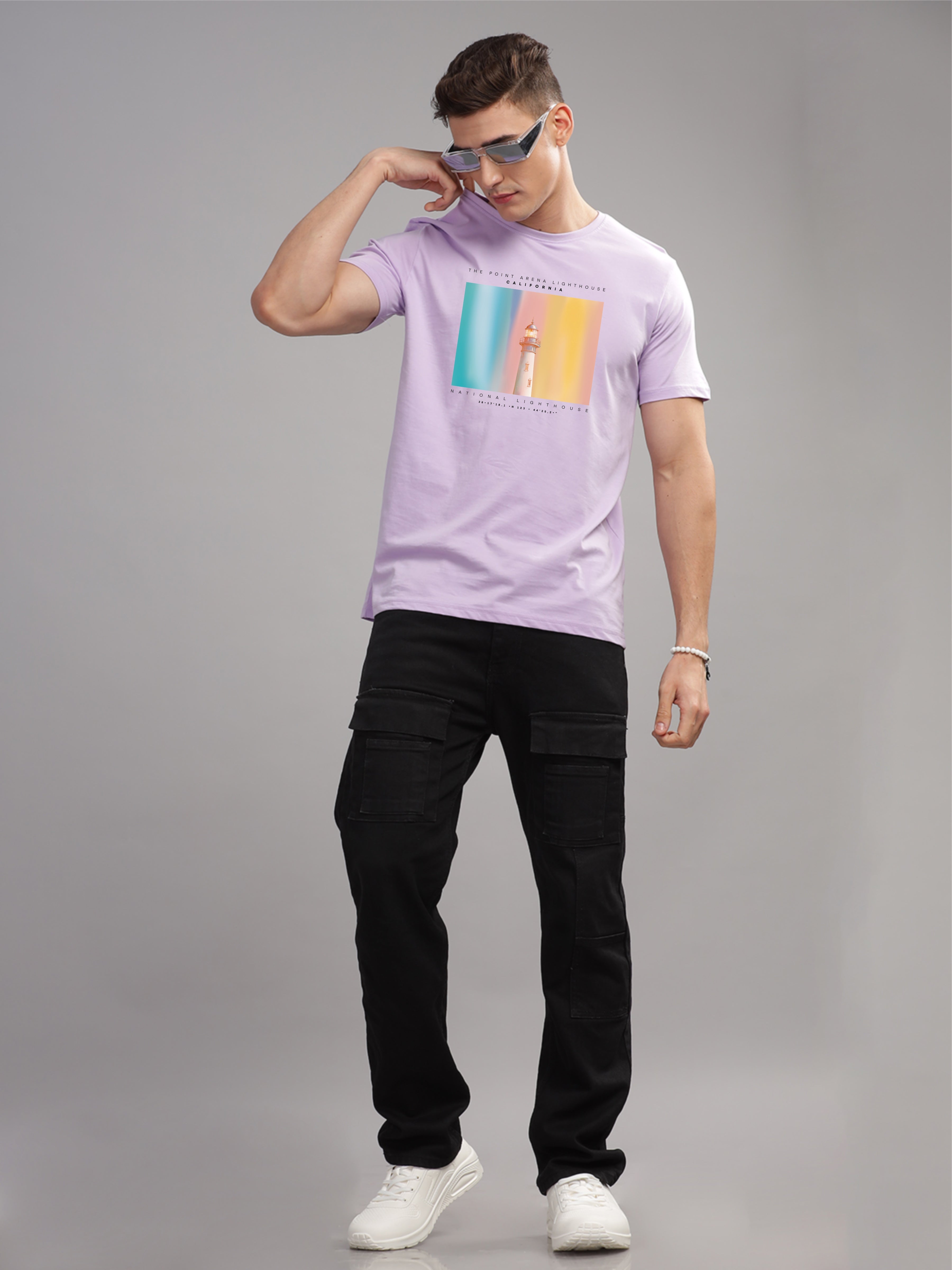 Men Purple Round Neck T Shirt