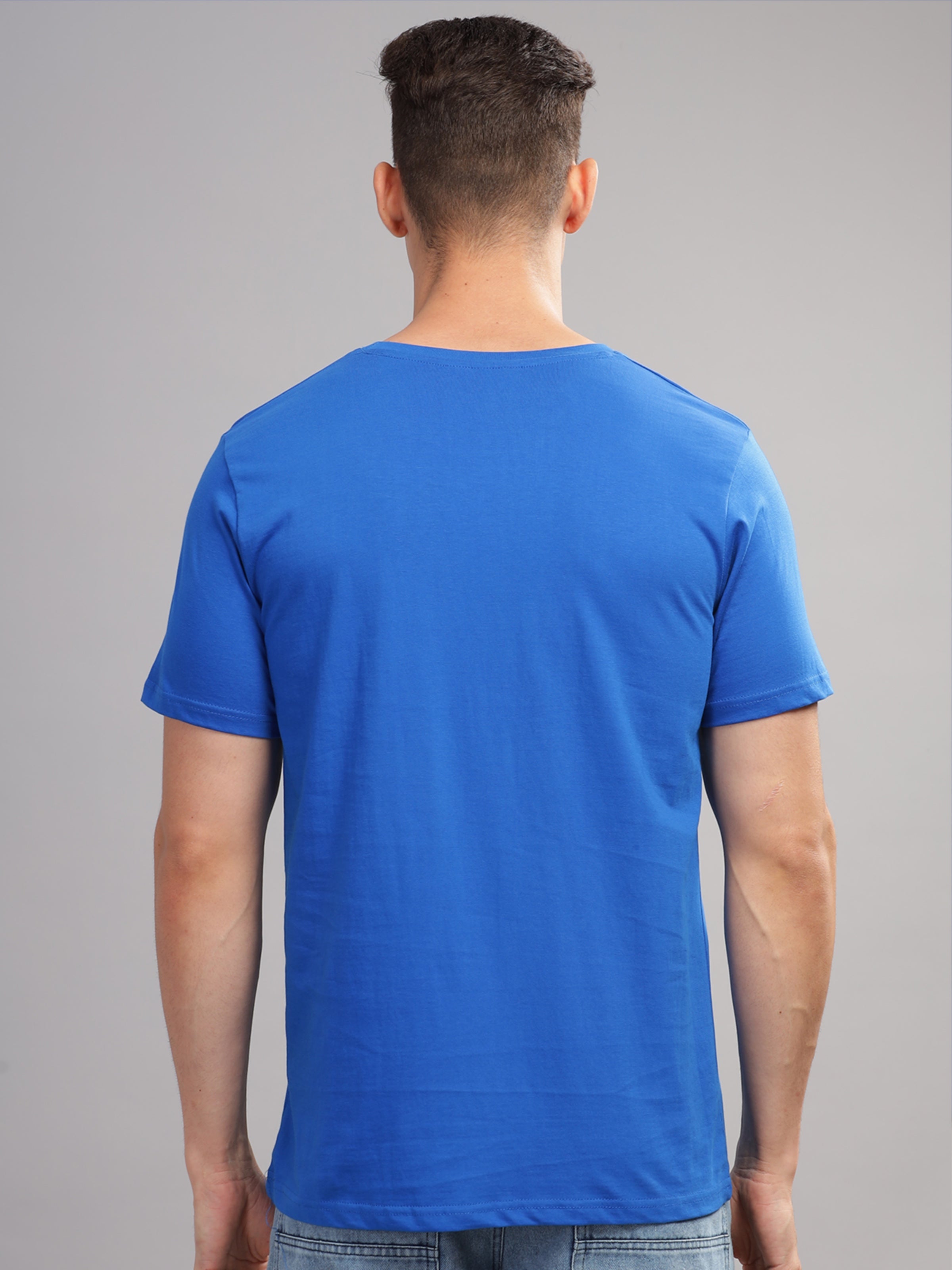 Men Blue Round Neck T Shirt