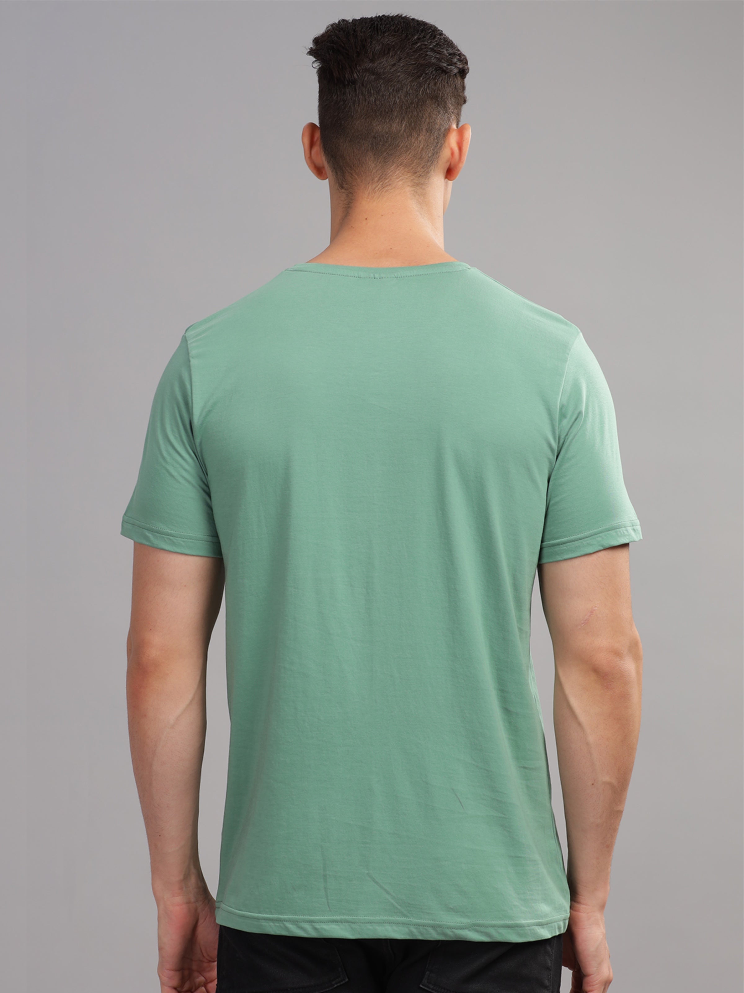 Men Green Round Neck T Shirt