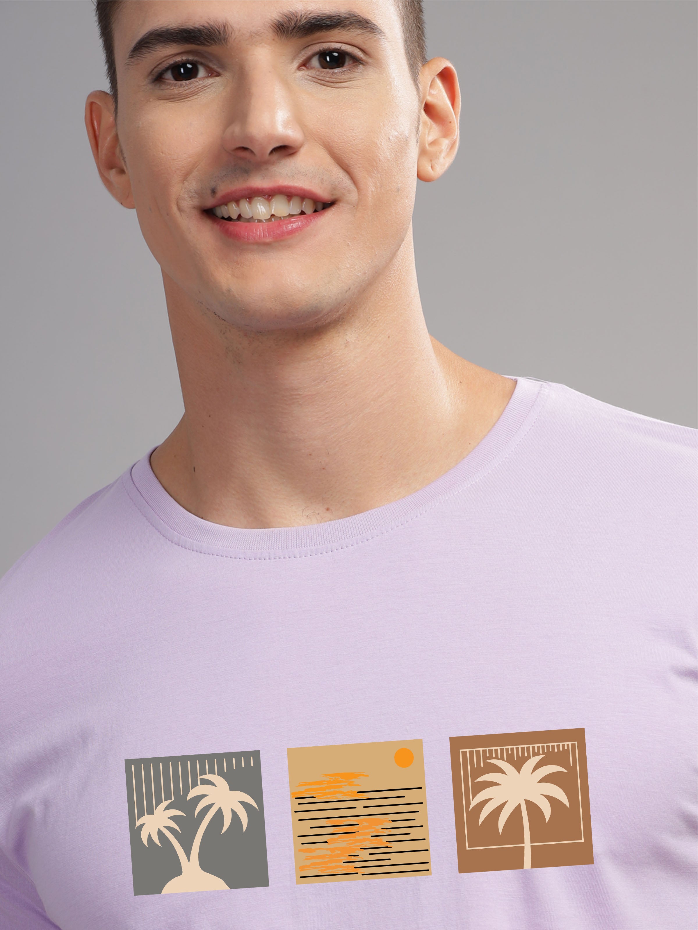 Men Purple Round Neck T Shirt