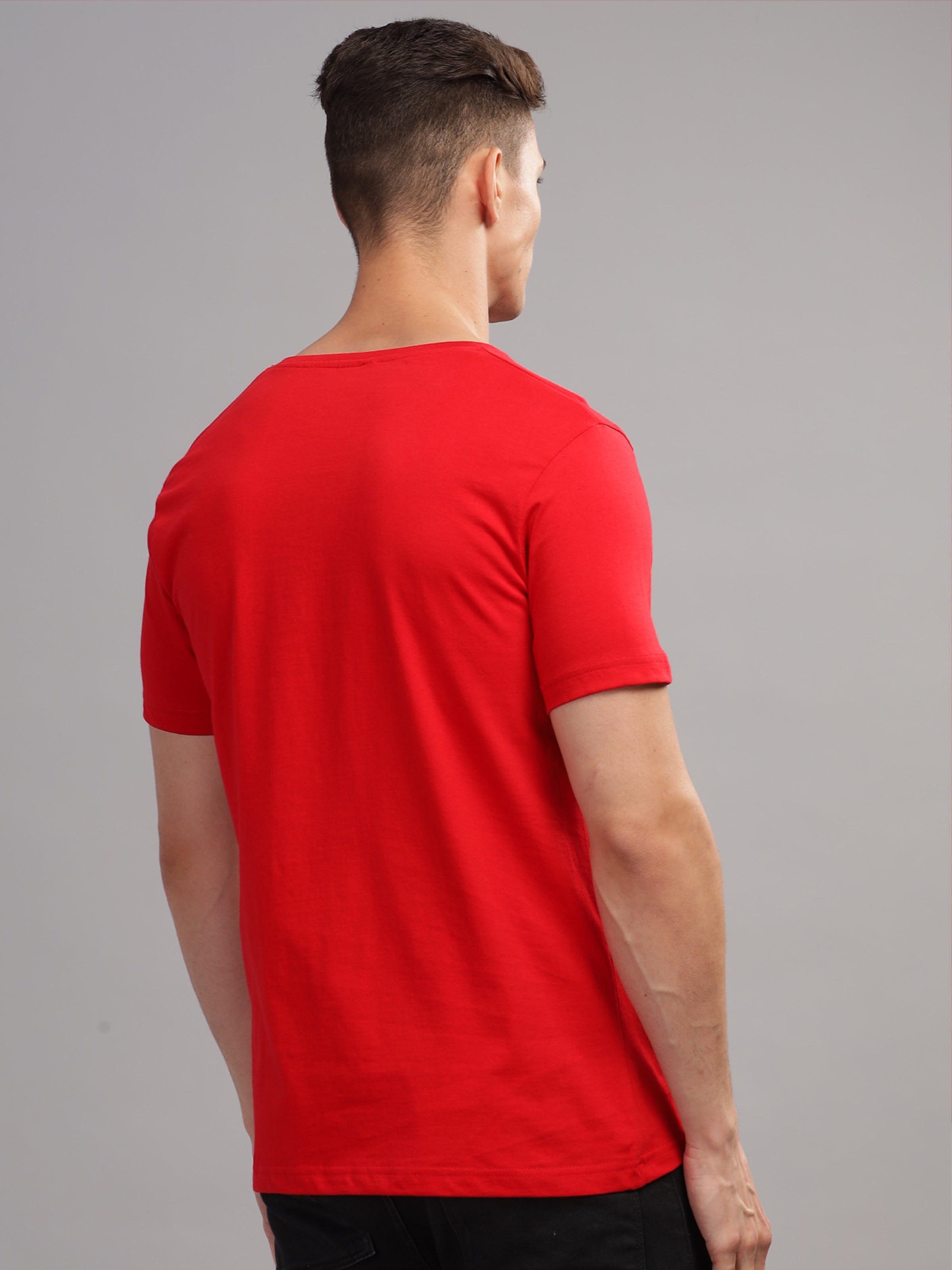 Men Red Round Neck T Shirt