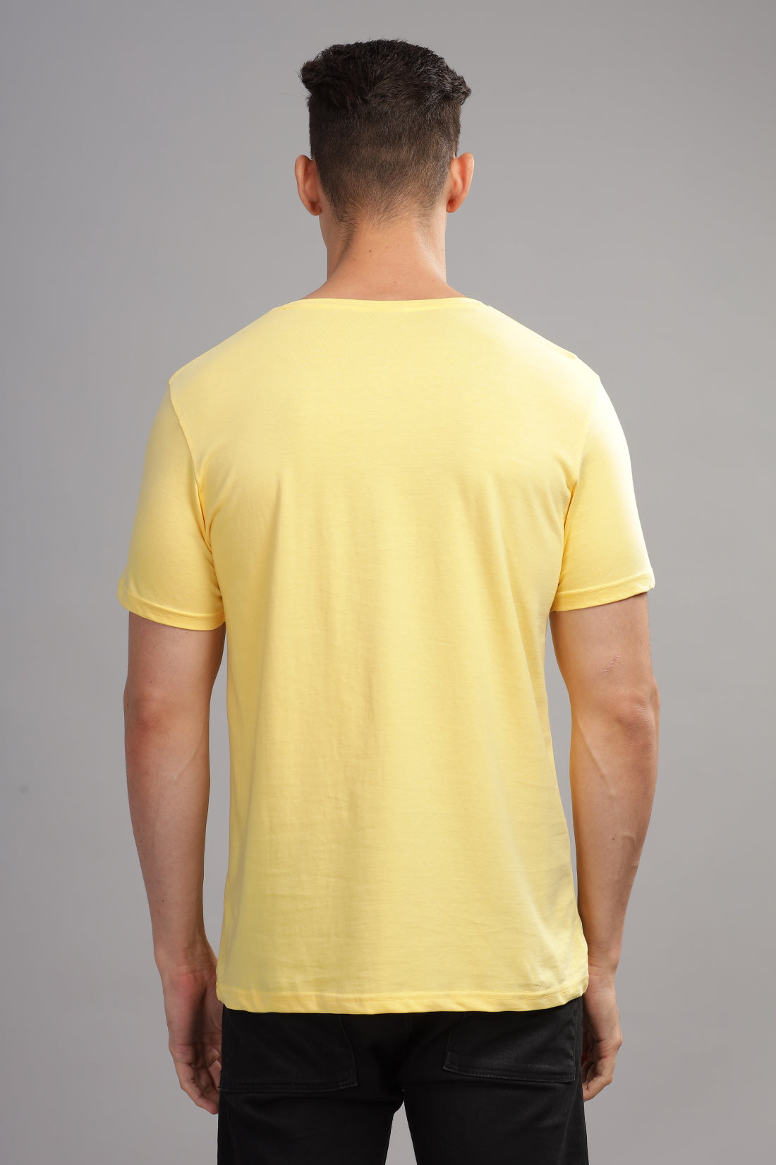 Men Yellow Round Neck T Shirt