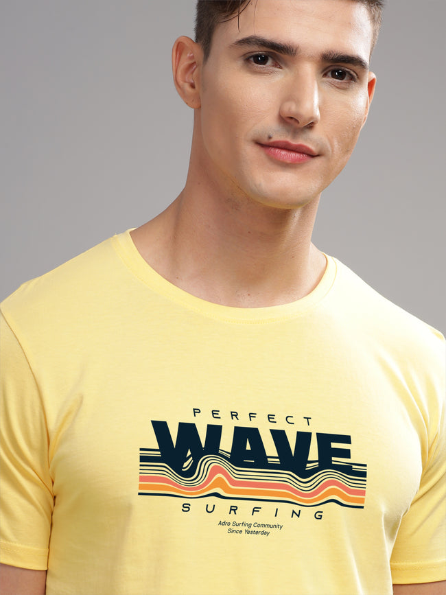 Men Yellow Round Neck T Shirt