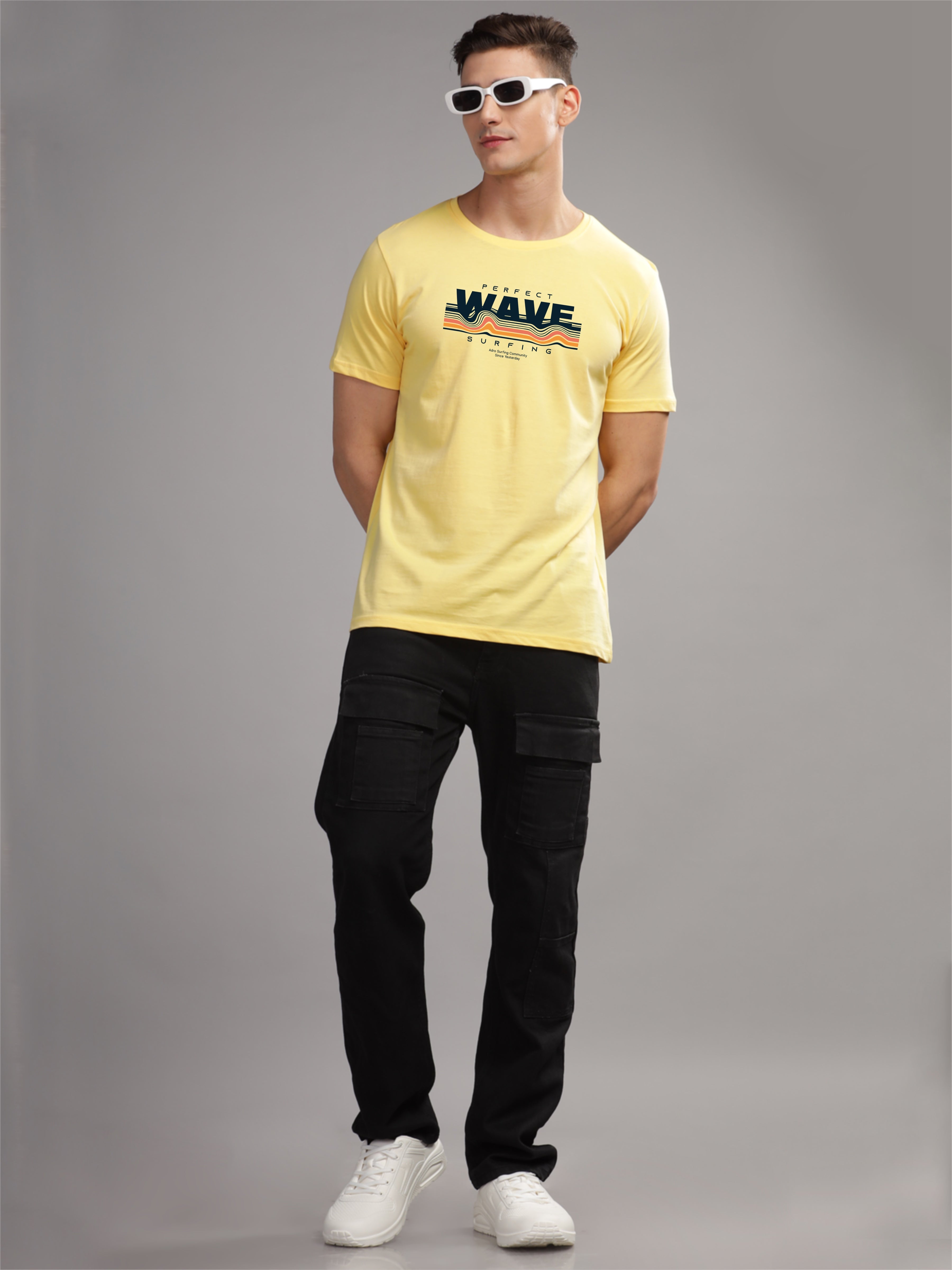 Men Yellow Round Neck T Shirt