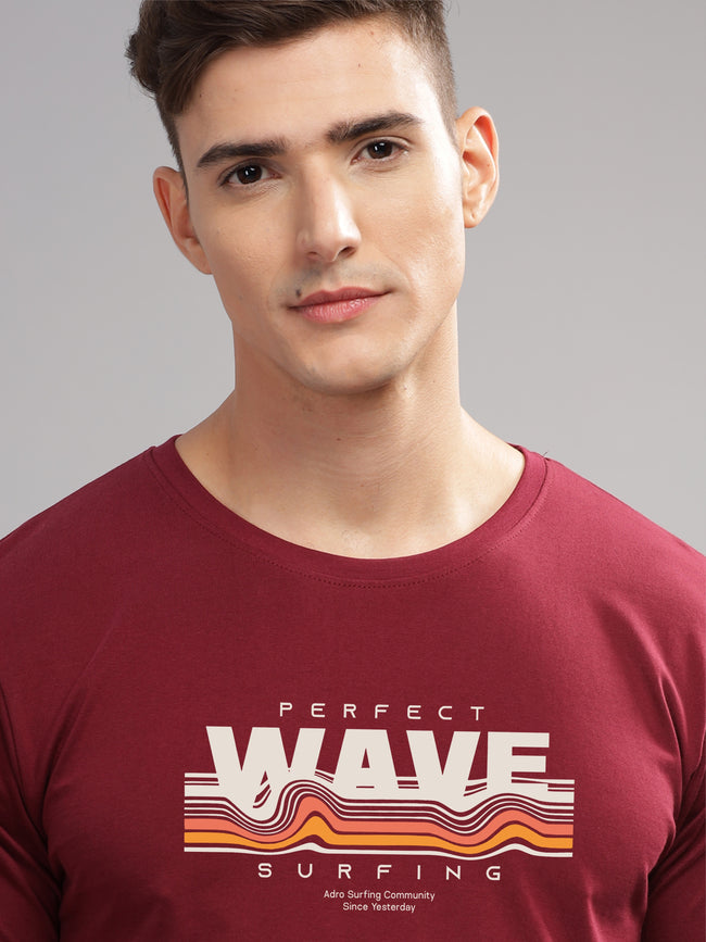 Men Maroon Round Neck T Shirt
