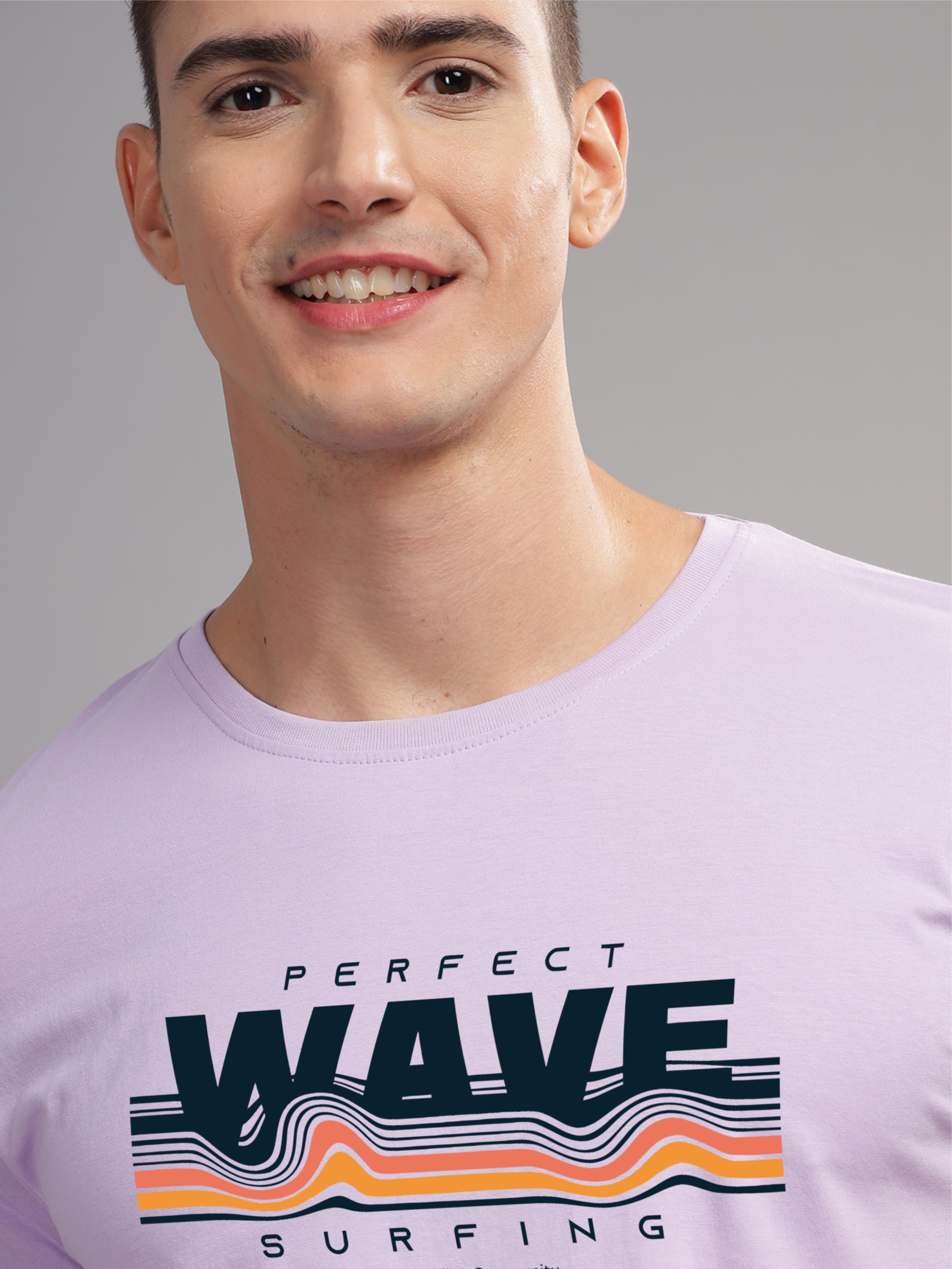 Men Purple Round Neck T Shirt