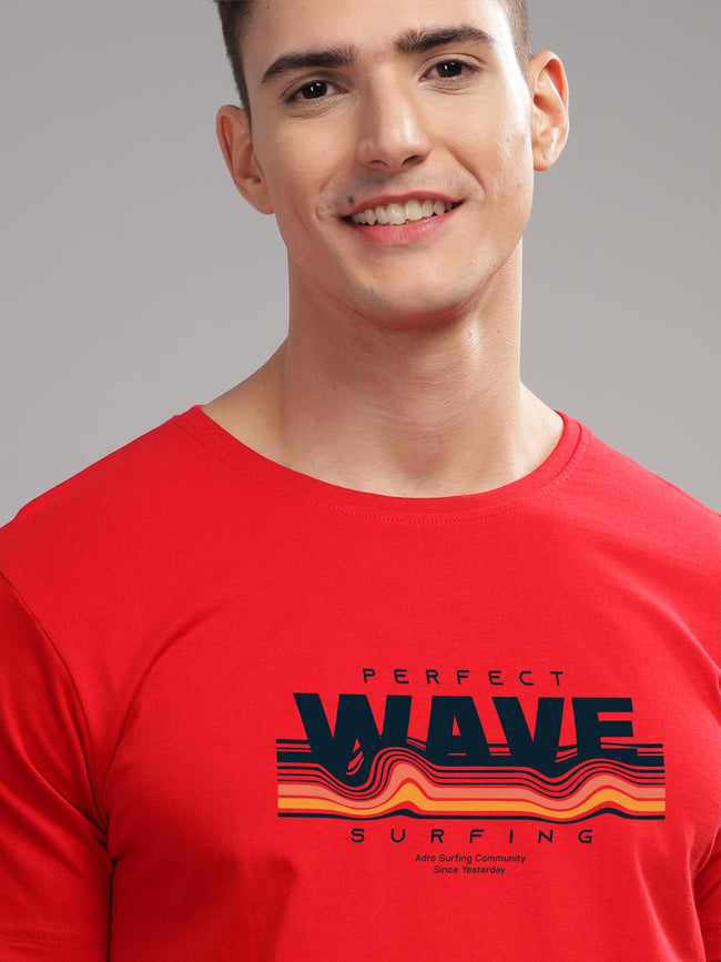 Men Red Round Neck T Shirt