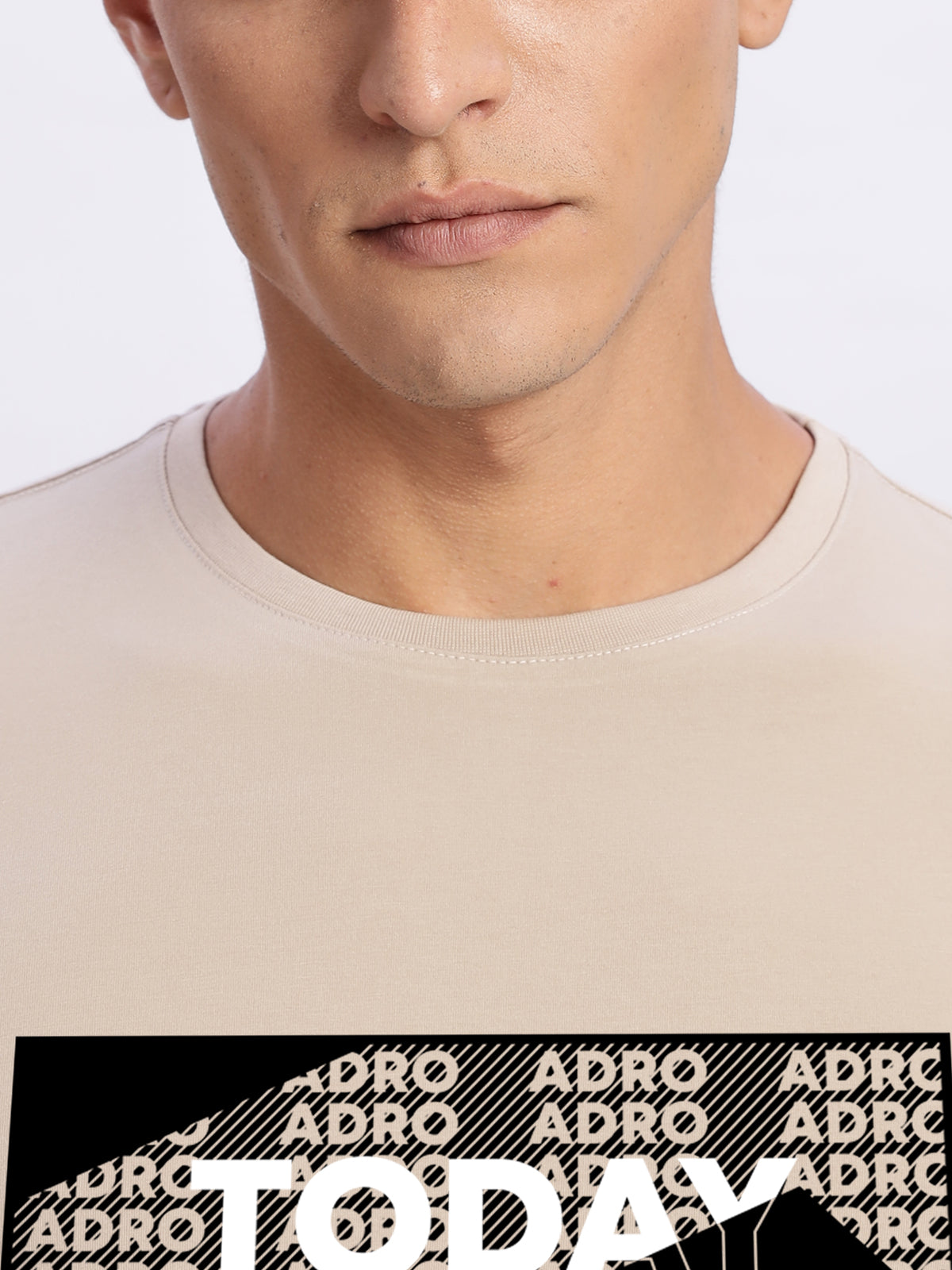 Men Printed Beige T Shirt