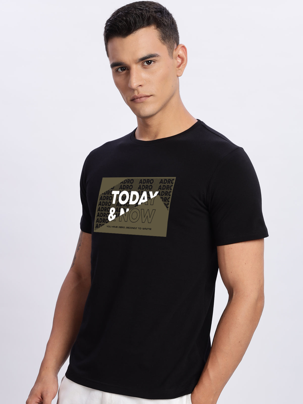 Men Printed Black T Shirt