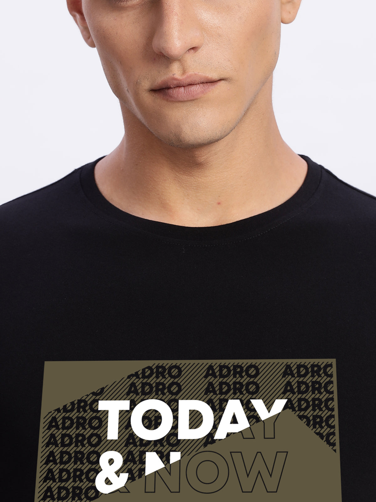 Men Printed Black T Shirt
