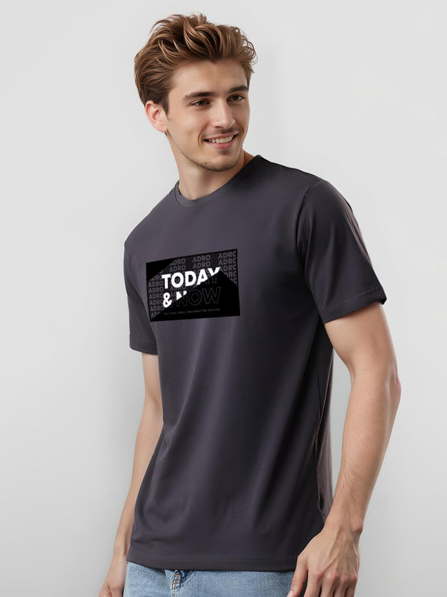 Men Printed Grey T Shirt