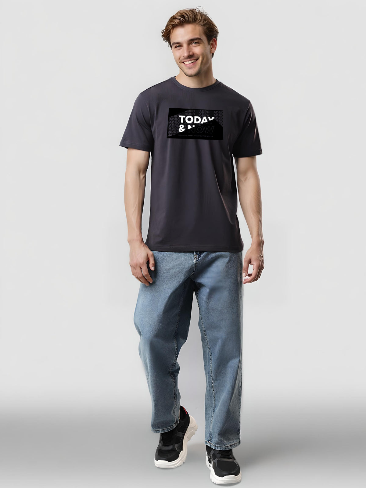 Men Printed Grey T Shirt