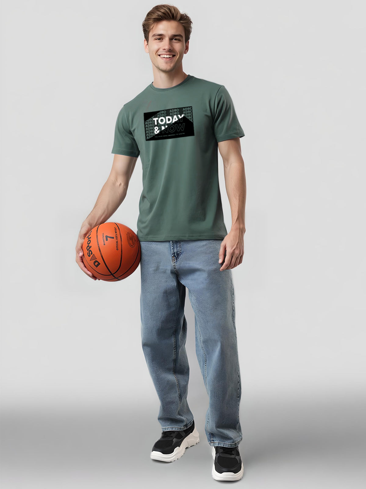 Men Printed Green T Shirt