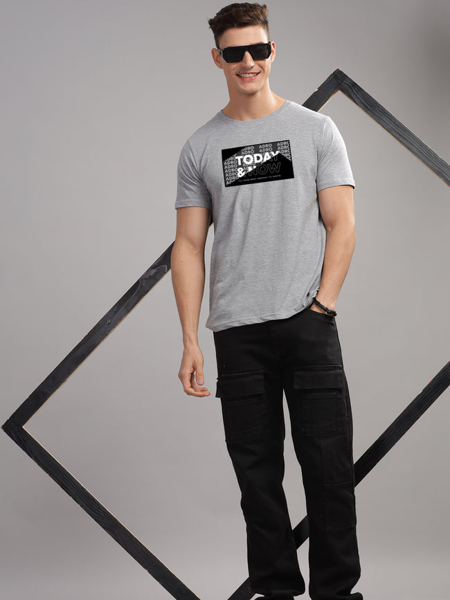 Men Printed Grey T Shirt