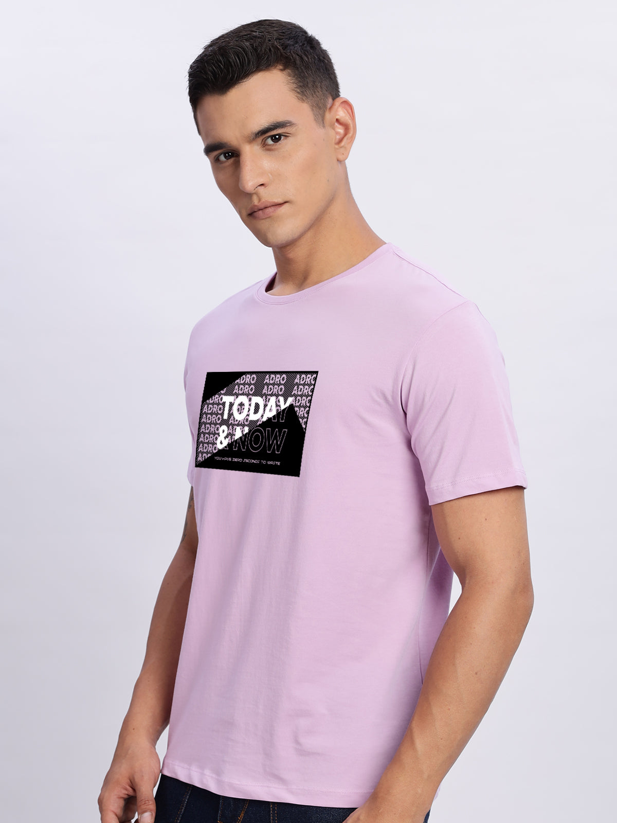 Men Printed Lavender T Shirt
