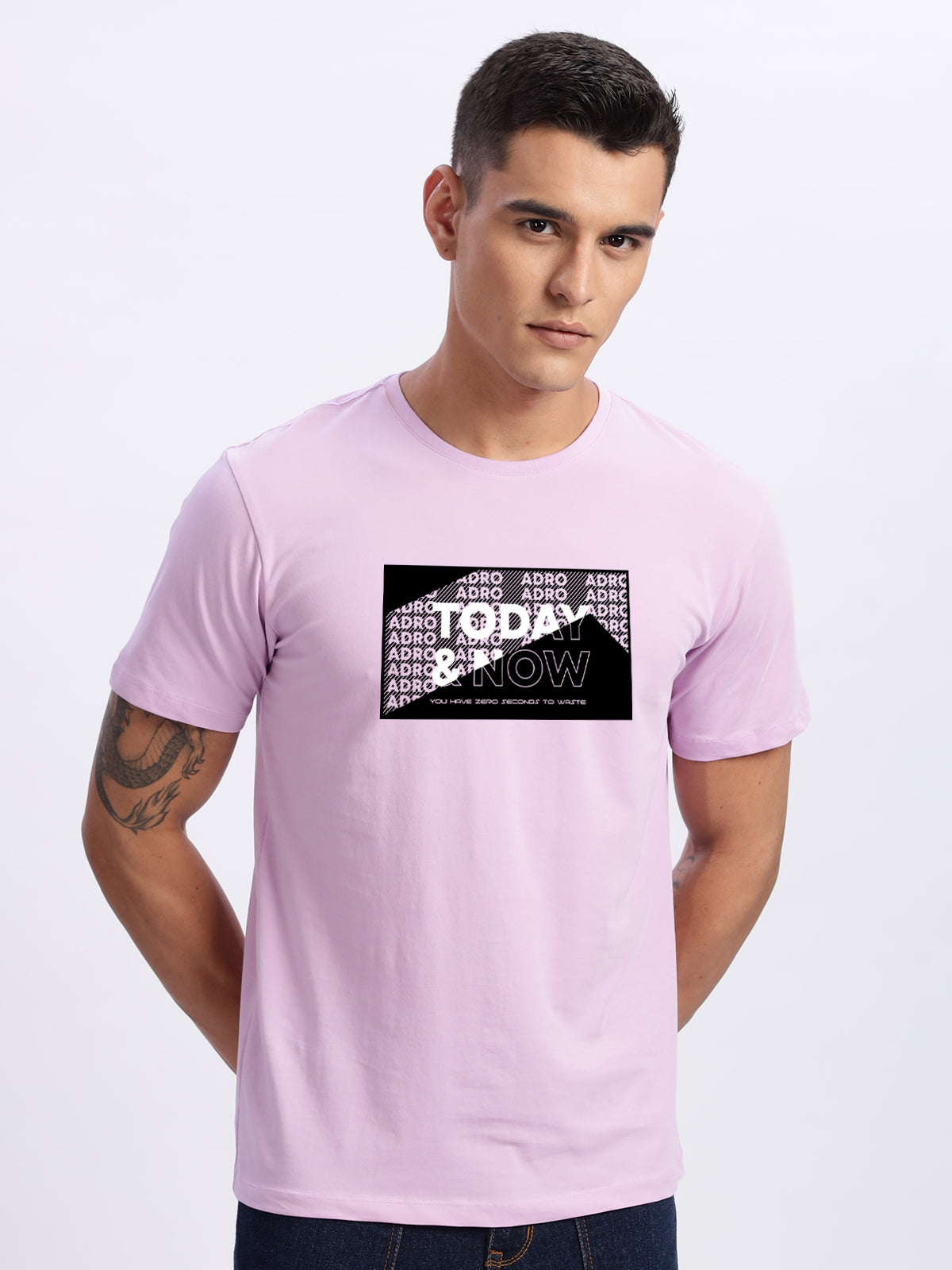 Men Printed Lavender T Shirt