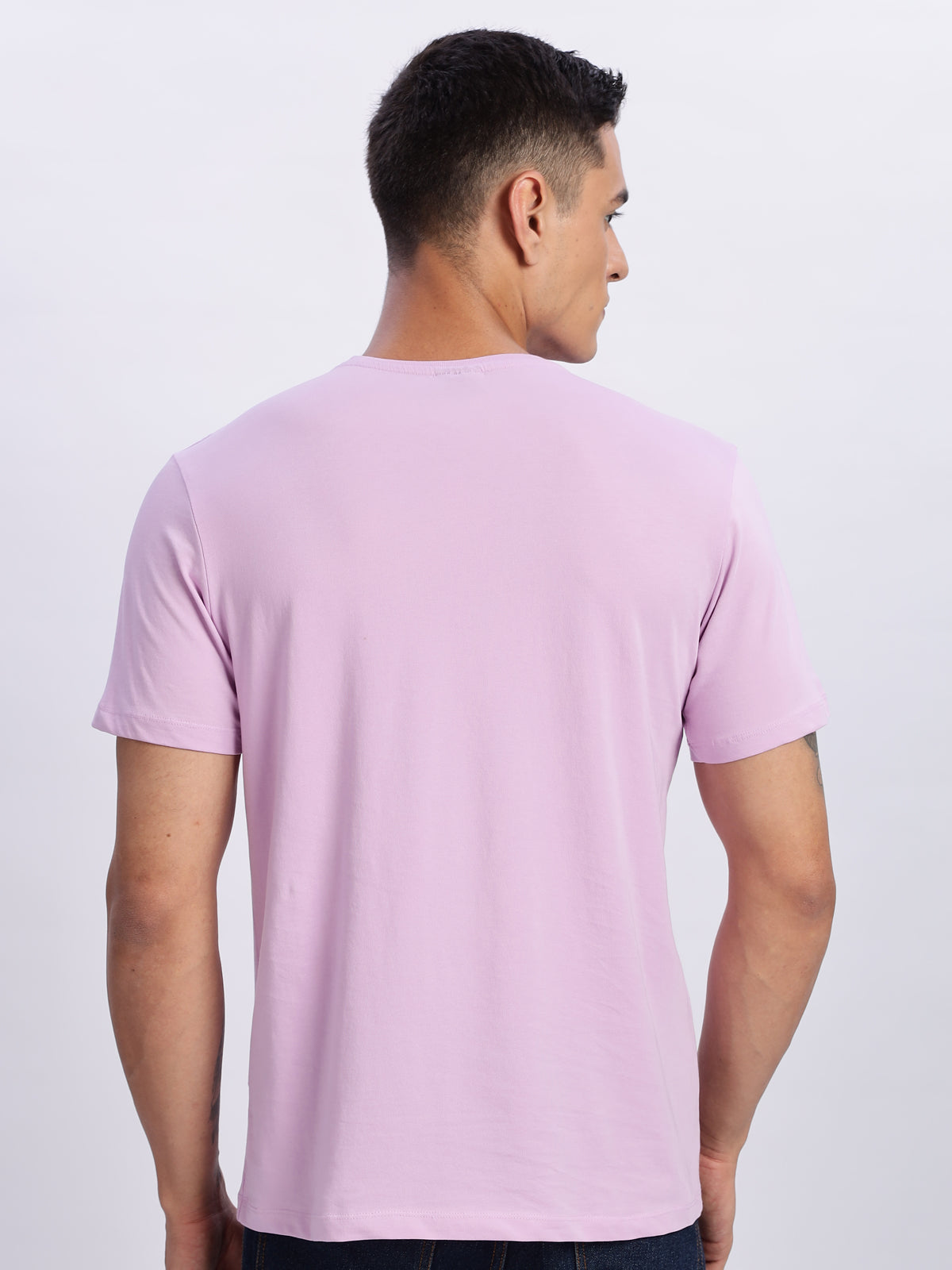 Men Printed Lavender T Shirt