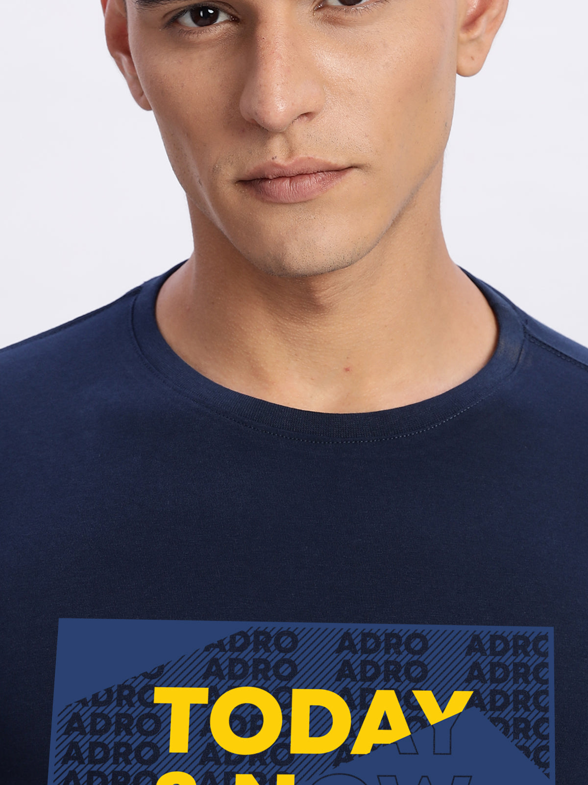 Men Printed Light Navy Blue T Shirt