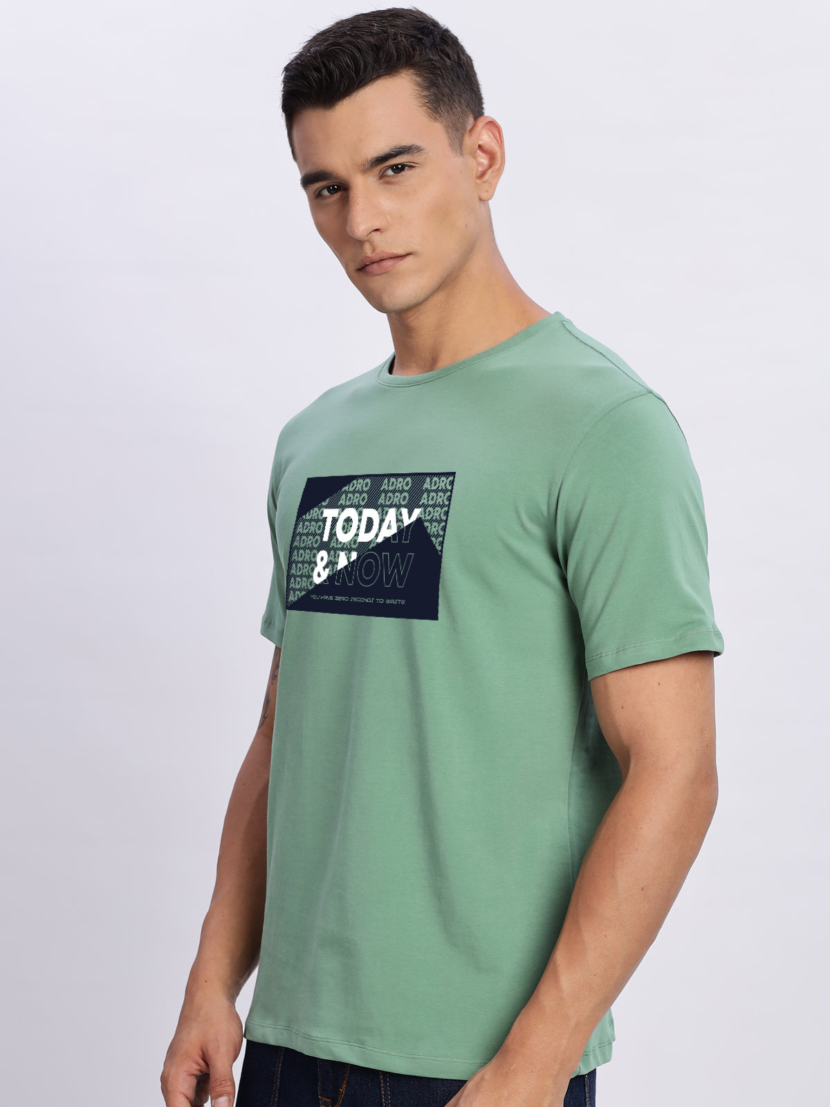 Men Printed Green T-Shirt