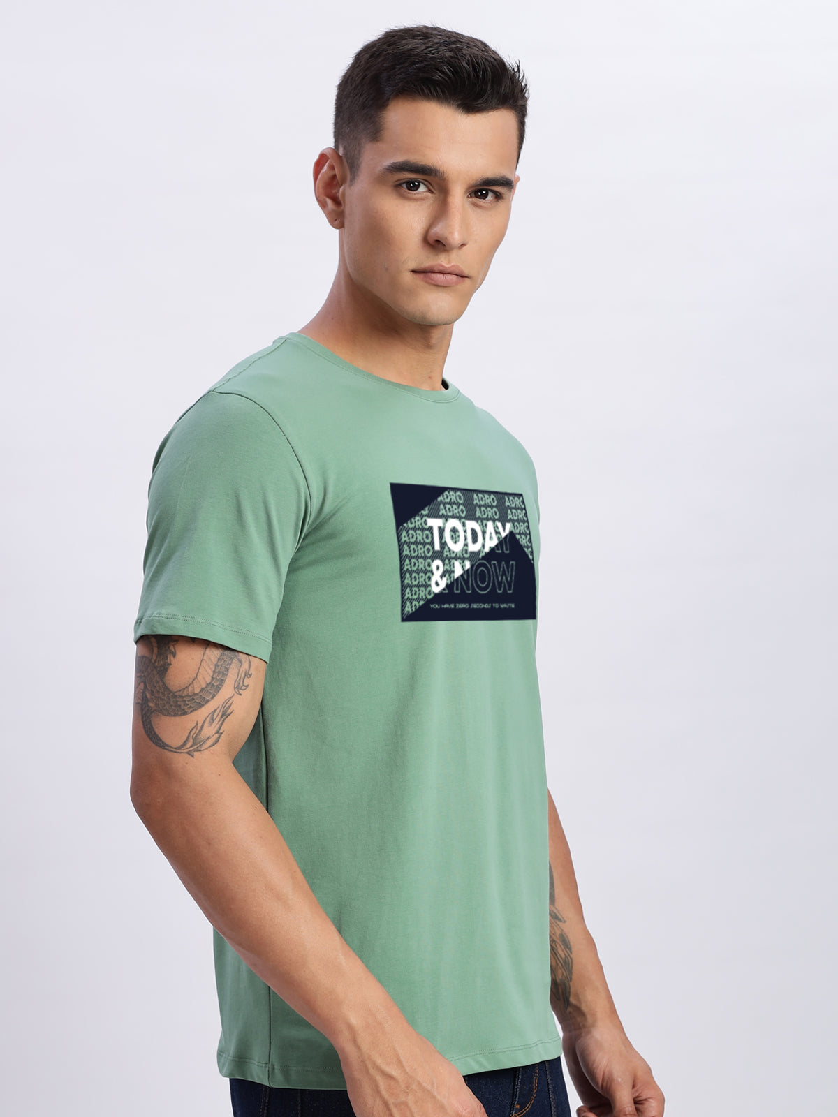 Men Printed Green T-Shirt