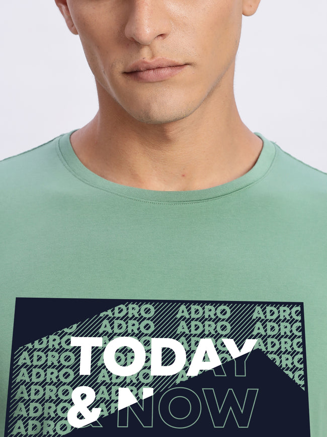 Men Printed Green T-Shirt