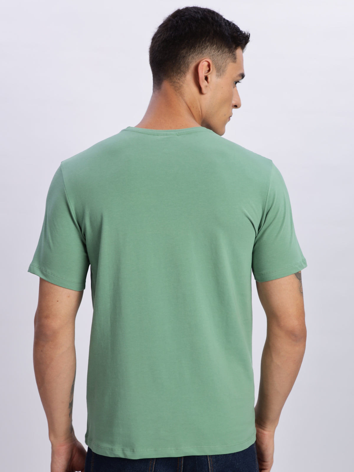 Men Printed Green T-Shirt