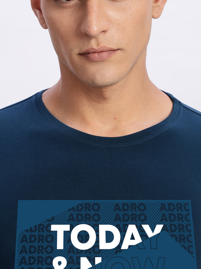 Men Printed Teal T Shirt